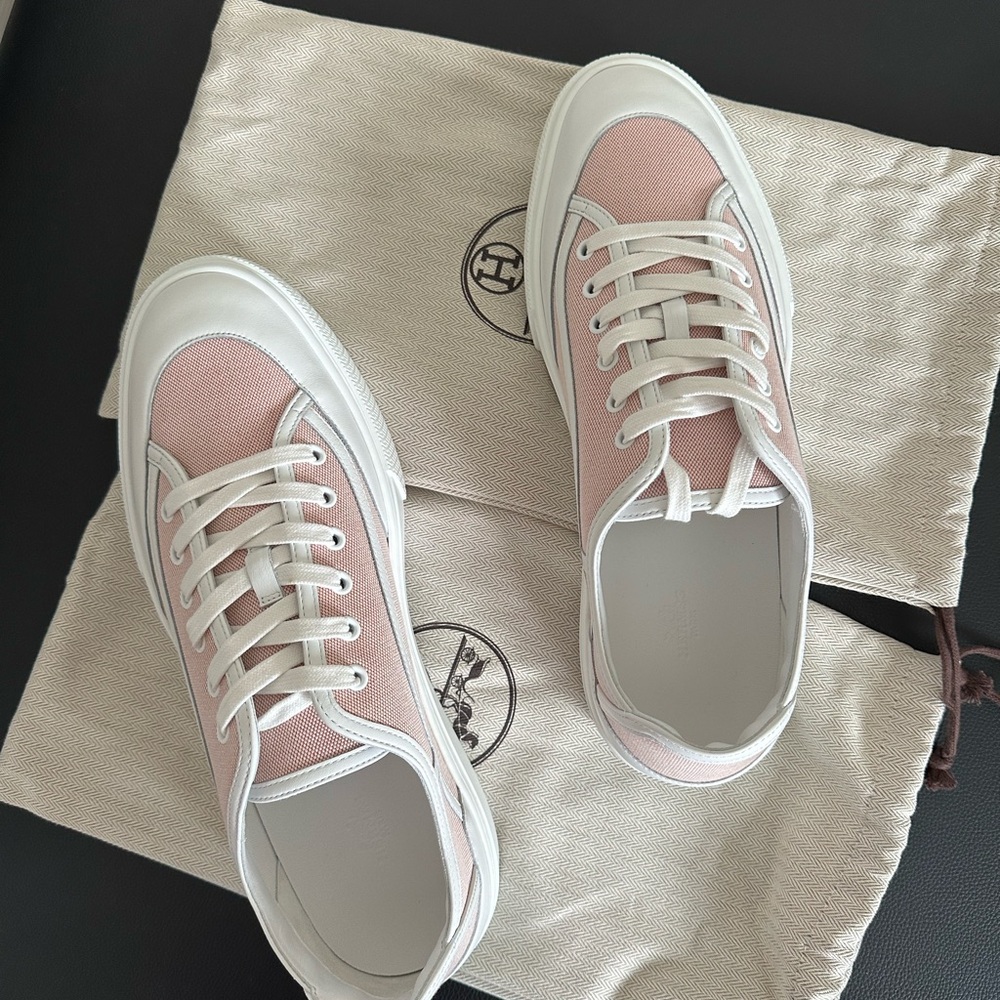 Hermes Pink and White Men's Sneakers